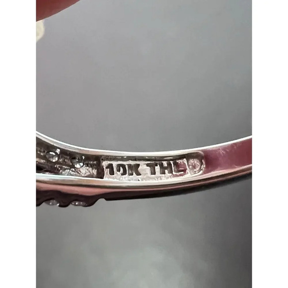 10k white gold blue topaz and white zircon double halo ring size 9 - Picture 4 of 10